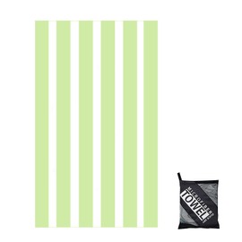 160x90cm Light Green Stripe Beach Towels in a Bag Large Microfibre Thin Beach Towel for Adults,Quick Dry Sand Free Light Bath Towel Pool Towel for Men Women,Bathroom,Holiday,Yoga,Gym Sports,Swimming