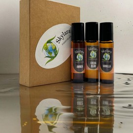 Skylara Essentials Sweet Aromas Essential Oil Set of 3 - Amber, Cocoa Bean and Vanilla 10ml Roll On