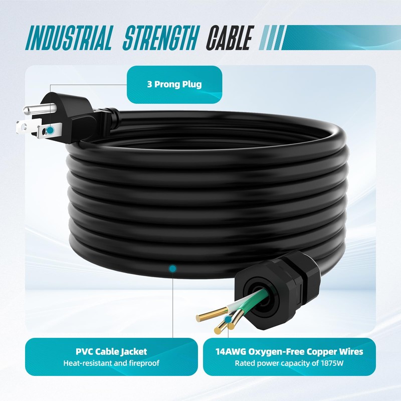Outdoor Outlet Box with 32.8Ft Extension Cord,NEMA 5-15R,IP66 Waterproof Outdoor
