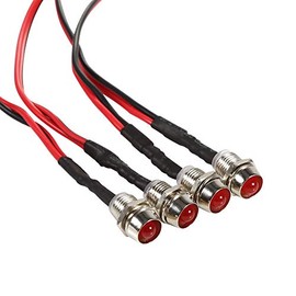 Acouto - Bombillas de luz indicadora LED universales, 4 piezas, 12 V, 8 mm, lámpara de luz indicadora LED, indicador de señal de advertencia, piloto, luz de tablero para coche, camión, barco (rojo)