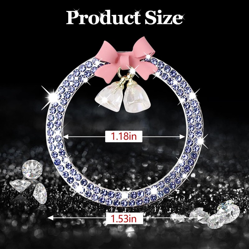 Hovom Cute Bow Bling Car Push Start Button Decoration Ring,