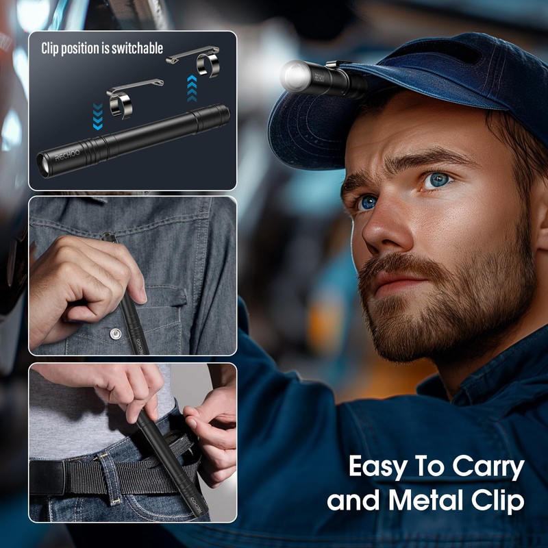 LETMY LED Pen Light 2 Pack, Lightweight, Small Bright Pen