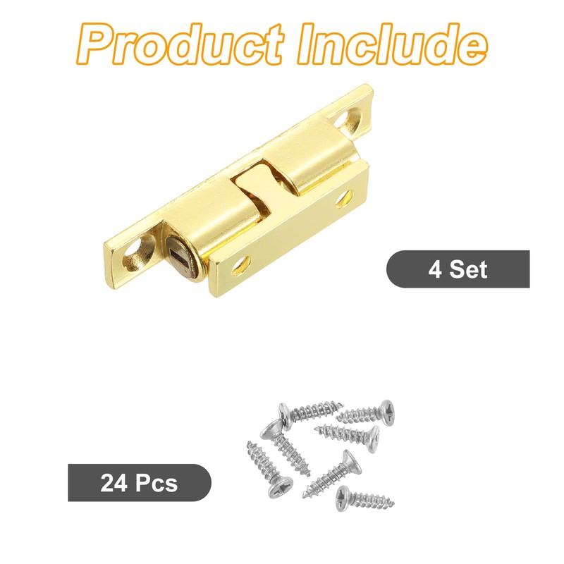 sourcing map 4Pcs Cabinet Latch Double Roller Catch, Lock Stop