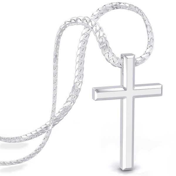 SERASAR Necklace Cross Men Chain with Pendant Silver Jewellery Gift