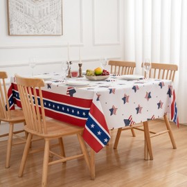 4th of July 60x102 Rectangle Tablecloth American Flag Stars Patriotic Memorial Day Table Cloth - Oblong Polyester Independence Day Table Cover Washable Water&Stain-Resistant for Party Picnic Dinner