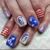 4th of July Press On Nails - Medium Square Fake Nails, Red, Blue, White, Full Cover, Artificial Nails with Star, Skeleton Designs, American Flag, Patriotic, 24 Pcs