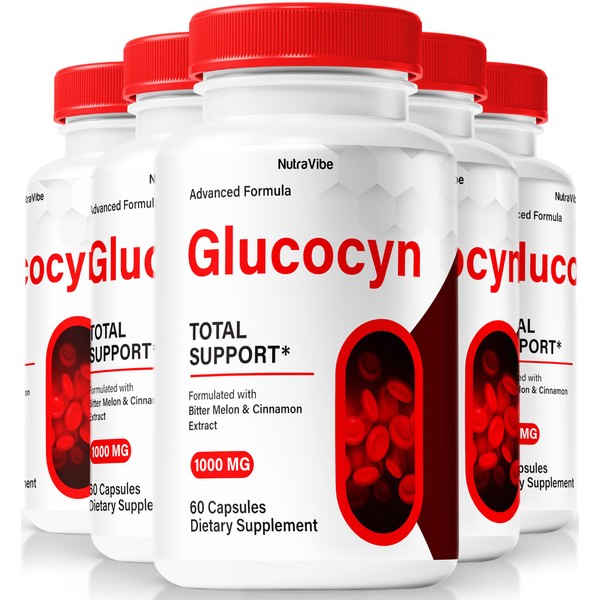 NutraVibe (5 Pack) Glucocyn - Official Glucocyn Pills, All-Natural Formula