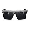 FEISEDY Oversized Square Trendy Sunglasses Womens Crystal Tassels Sparkling Shades