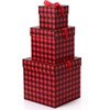 Trandraft 3 Pcs Christmas Nesting Gift Boxes Buffalo Plaid Xmas