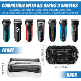 Pack of 2 32S Shaving Head Series 3, Electric S3 Razor Head Compatible with Braun Series 3, S3 Shaving Head Replacement Blades Foil Head Accessories for Series 3 3000s 3010s 3040s 3050cc 3070cc 3080s
