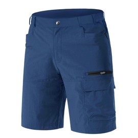 EKLENTSON Shorts for Men Quick Dry Cargo Shorts Outdoor Elastic Waist Lightweight Hiking Shorts Multi Pockets Sports Shorts with Zip Pockets Blue,34