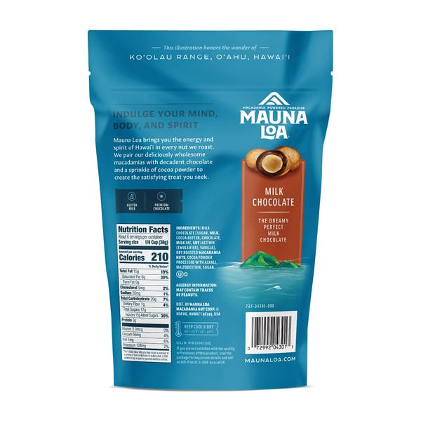 Mauna Loa Premium Hawaiian Chocolate Covered Macadamia Nuts, Milk Chocolate,