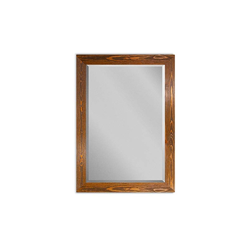 Renditions Gallery Rustic Barnwood Rectangular Framed Wall Mirror-Maple, 29X41