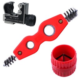 CLKE Rohrschneider und Kupferrohrreiniger-Set, 4-in-1-Rohrentgratwerkzeug für Bohrer, Kupfer-PVC-Rohr, 3-28 mm Rohrschneider zum Schneiden von Kupfer-, Messing-, PVC-Aluminiumrohren, 3-teiliges Set