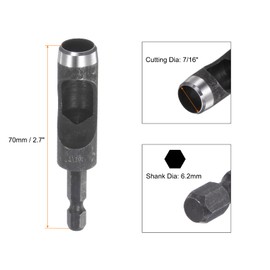 HARFINGTON Leather Hollow Punch Hex Shank for Drills, 7/16" Dia Hole Punch for Thick Fabrics Leathercraft Working