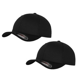 HLKauf Flexfit Unisex Woolly Combed Cap, Baseball Cap, Grey Underside, S, M, L, XL, XXL, Pack of 2