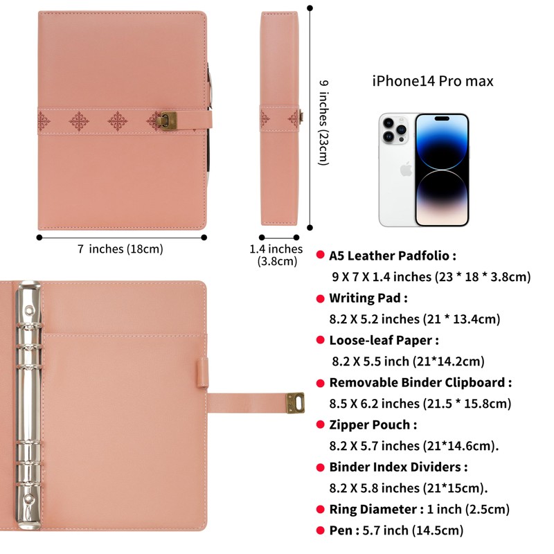 WASON A5 Diary PU Leather Composition Notebook Ruled Binder Journal