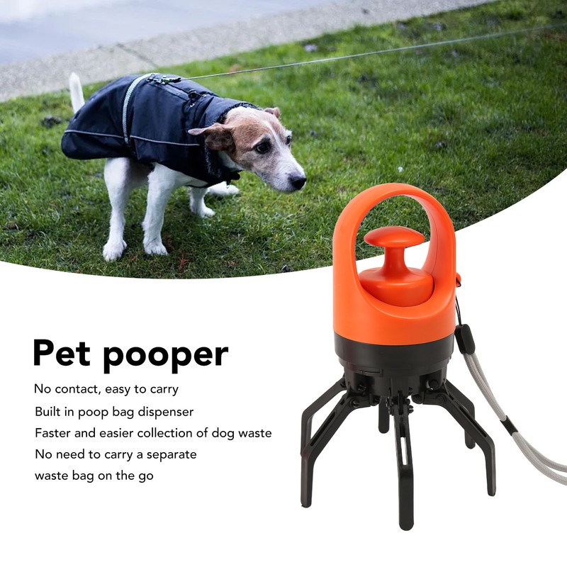 Dog Pooper Scooper Portable Built in Poop Bag Dispenser Efficient