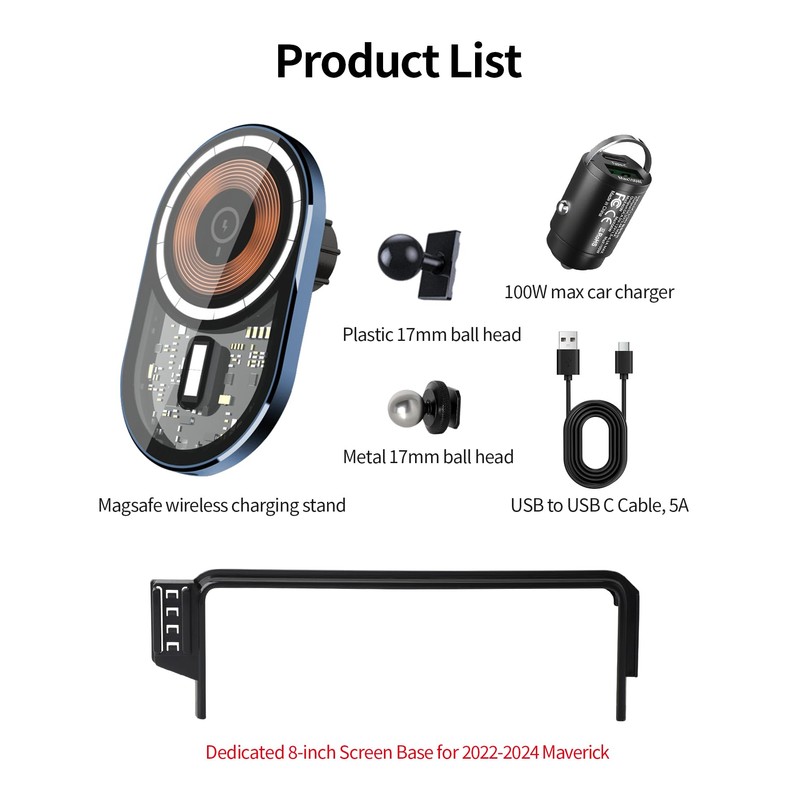 Masergogo Wireless Charging car Phone Holder for Ford Maverick 2022-2024