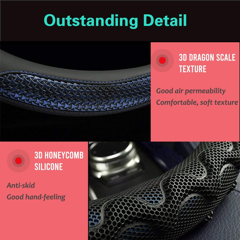 PINCTROT Steering Wheel Cover Great Grip with 3D Honeycomb Anti-Slip