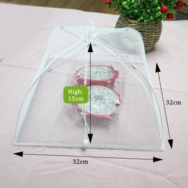 CONNECTION Pack of 3 Fly Covers 32 × 32 cm Fruit Basket with Fly Protection Fly Cover Foldable Mesh Material Fly Cover for Camping Fruit Food Picnic Food BBQ Buffets (White)