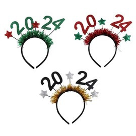 Vctitil 3 pieces of 2024 Happy New Year Headbands with Letters Photography Ball Props Fashion Party Decoration New Year Headwear