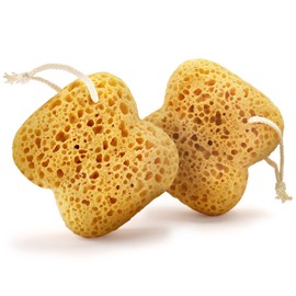 Hanqing 2 Pcs Honeycomb Bath Sponges Shower for Women Men, Exfoliating Deep Cleansing Sponges Bath for Sensitive Dry Skin (Yellow)