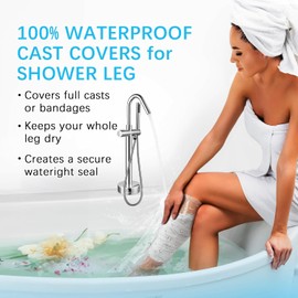 NITTIID Waterproof Cast Covers for Shower Leg - Watertight Seal - Adult & Kids - Reusable 1-Pack Leg Cast Covers for Shower Adult