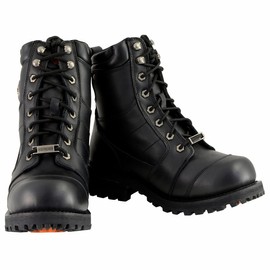 Milwaukee Leather Men's Classic Black Leather 8-inch Lace-Up Logger Motorcycle Rider Boots MBM9030-9.5