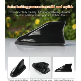 Car Shark Fin Antenna Cover, Universal AM/FM Radio Signal Roof Aerial, Decoration with Adhesive Tape, Radio Base Replacement (Black) - Color: Black