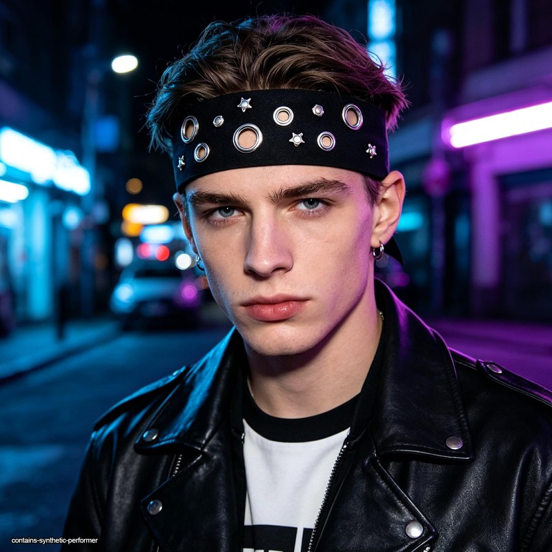 3 Pcs Y2K Grommet Headband, Punk Grunge Studded Hair Accessories