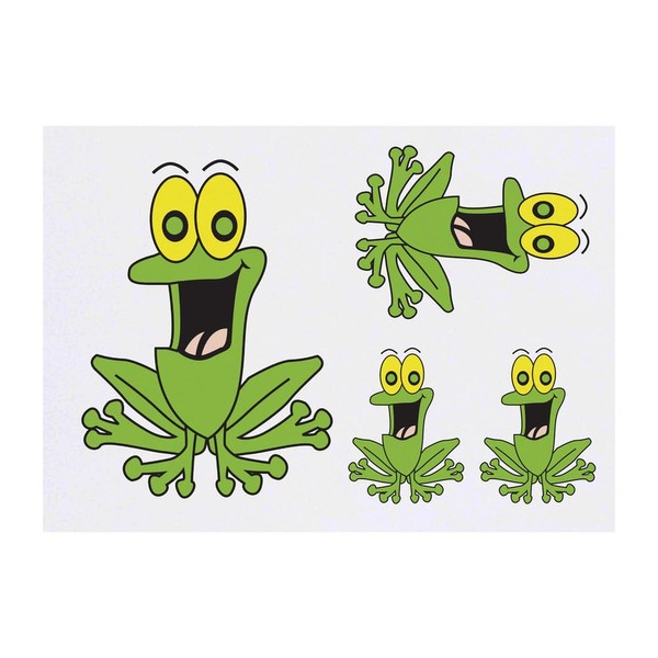 4 x 'Happy Frog' Temporary Tattoos - Water Resistant, Skin-Safe,