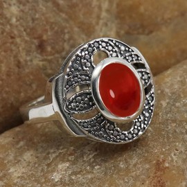 Cabochon Karneol-Edelstein- Sterling silber Band Ring für Männer und Frauen in allen Größen Schmuck CRG1083BZ29_(75 (23.9))