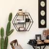 Synovana Industrial Style Round Wall Shelves - 3 Tier Metal