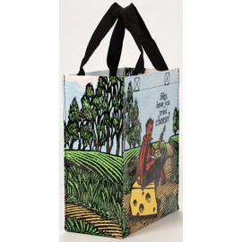 Blue Q Handy Tote Hey, Have You Tried Cheese? Reusable lunch sack, gift bag, easy-to-wipe-clean, 95% recycled material, 10" h x 8.5" w x 4.5" d
