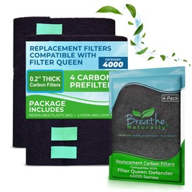 Breathe Naturally Replacement Filters Compatible with Filter Queen Defender 4000 Series Air Purifier - HEPA Filter - Carbon Activated Prefilters - 35.5"x7.25" (Pack of 4, Carbon Prefilters)