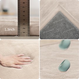 ACOMOPACK Baby Play Mat for Floor 1.3" Thick Memory Foam Play Mat 79"×118" Tummy Time Mat Playpen Mat with Non-Slip Bottom for Living Room,Nursery,Soft Velvet Crawling Mat for Kids,Infants（Beige）