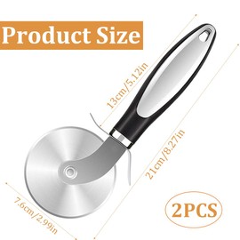 Premium Pizza Cutter, 2 PCS Stainless Steel Pizza Cutter Wheel, Food Grade Pizza Slicer, Super Sharp Pizza Slicer, Smooth Rotating Pizza Cutter Wheel, Handles Large and Small Pizza