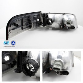 AKKON - For Ford Crown Victoria Black Replacement Headlights W/Corner Lamps 4pc Left + Right Pair Set