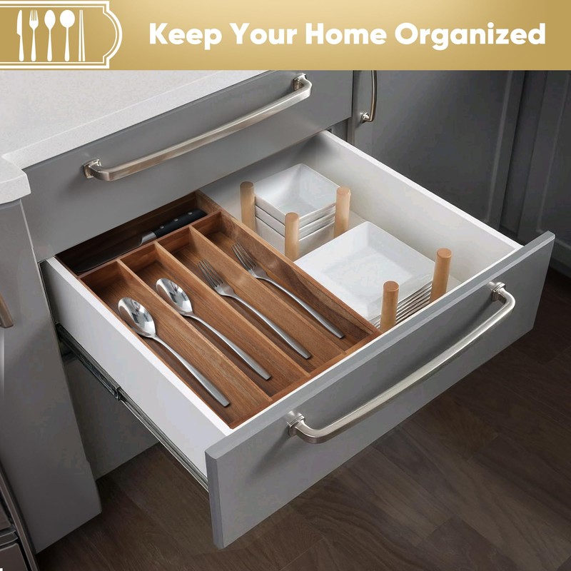 Silverware Organizer, 2 Pack 10 Inch Utensil Organizer Kitchen Drawer