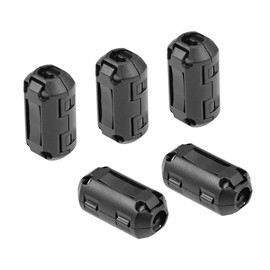 sourcing map 7mm Ferrite Cores Ring Clip-On RFI EMI Noise Suppression Filter Cable Clip, Black 5pcs