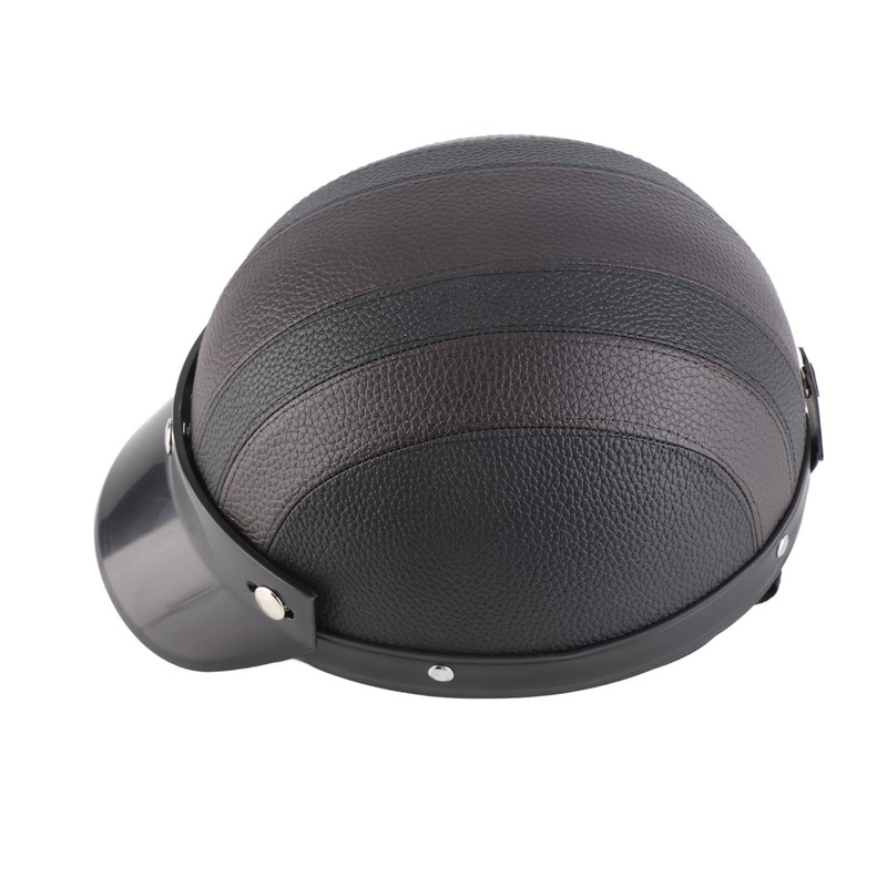 Half Helmet Breathable Sun Blocking Retro Safe PU Leather Motorcycle