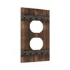 biondbong Rustic Farmhouse Brown Wood Barn Door Duplex Outlet Cover