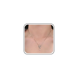 Erimberate Bohemian Crystal Leaf Bird Choker Necklace Silver Cz Leaf Hoop Pendant Necklace Small Peace Dove Collar Necklace Teardrop Rhinestone Leaf Chain Necklace Jewelry for Women Gifts