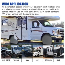 Rv Trailer Wheel Tire Covers Wheel Covers for Painting Truck, SUV, Motorhome,Trailer, Camper Fits 30-32 Inch Tire Diameter Water Resistant Dustproof Sun Snow Tire Covers