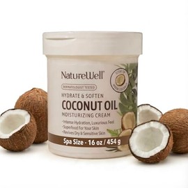 NatureWell Crema Humectante de Aceite de Coco Extra Virgen, 453.6 gr / 16 oz