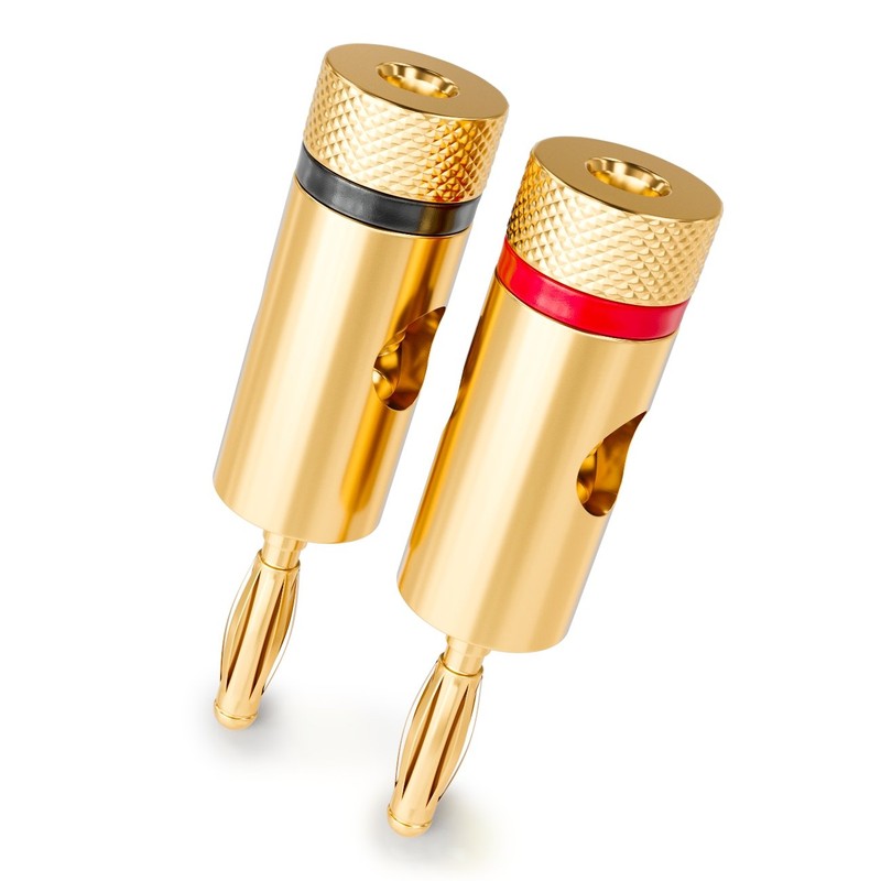 deleyCON 4 x Banana Plugs Gold-Plated and Screwable for Cable