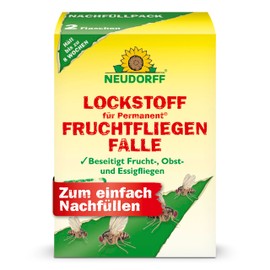 Neudorff Lockstoff für Permanent FruchtfliegenFalle – Nachfüllpack zur zuverlässigen Bekämpfung von Frucht-, Obst- und Essigfliegen für 8 Wochen, 2 Stück, Weiß