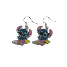 Classic Blue Alien Blue Koala Character Surfing Charm French Wire Earrings