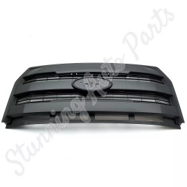 Stunning For 2015 2016 2017 Ford F150 F-150 Front Upper Grill W/O Camera Hole Matte Black